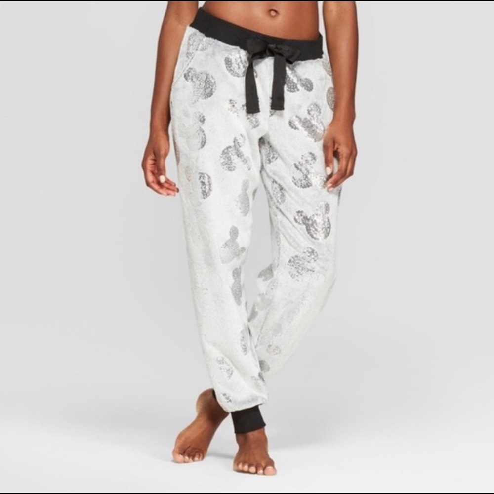 DISNEY Mickey Mouse Grey Plush Jogger Pants